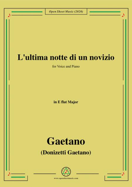 Donizetti L Ultima Notte Di Un Novizio In E Flat Major For Voice And Piano Sheet Music