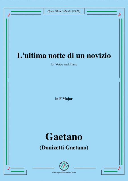 Donizetti L Ultima Notte Di Un Novizio In F Major For Voice And Piano Sheet Music