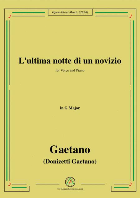 Donizetti L Ultima Notte Di Un Novizio In G Major For Voice And Piano Sheet Music