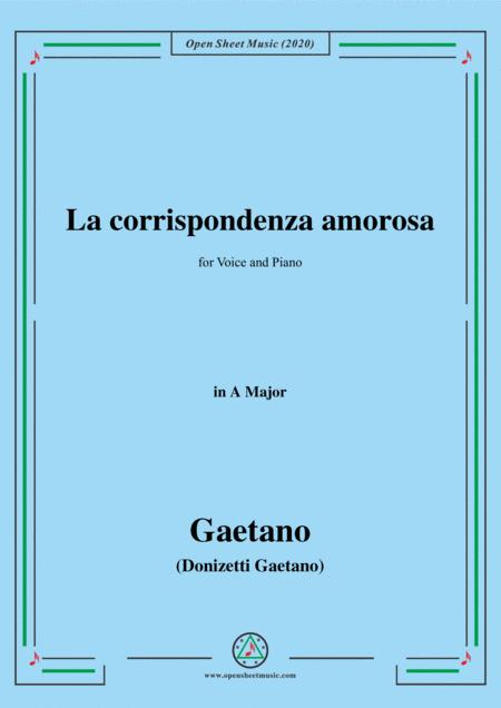 Free Sheet Music Donizetti La Corrispondenza Amorosa In A Major For Voice And Piano
