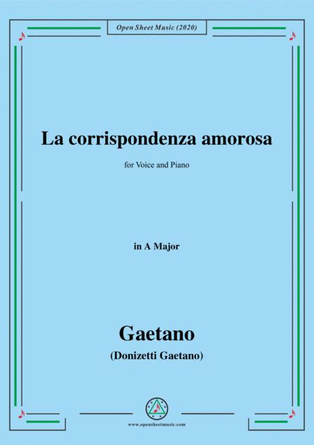 Donizetti La Corrispondenza Amorosa In A Major For Voice And Piano Sheet Music