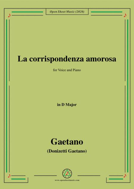 Free Sheet Music Donizetti La Corrispondenza Amorosa In D Major For Voice And Piano