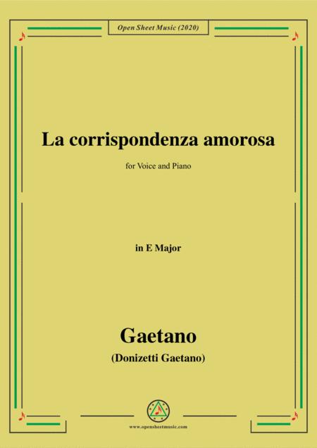 Free Sheet Music Donizetti La Corrispondenza Amorosa In E Major For Voice And Piano