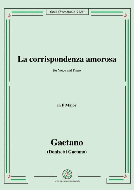 Donizetti La Corrispondenza Amorosa In F Major For Voice And Piano Sheet Music