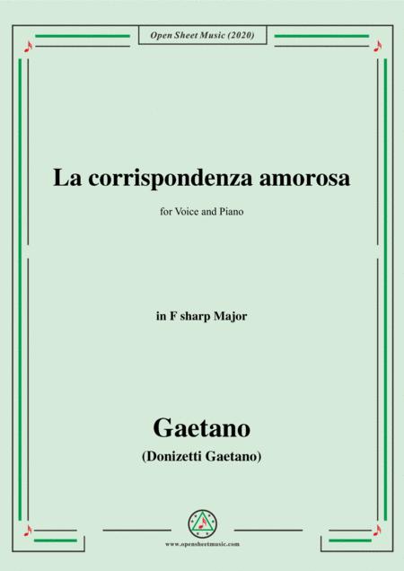 Free Sheet Music Donizetti La Corrispondenza Amorosa In F Sharp Major For Voice And Piano