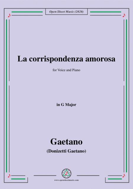 Donizetti La Corrispondenza Amorosa In G Major For Voice And Piano Sheet Music