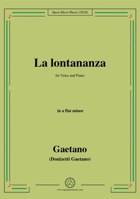 Donizetti La Lontananza A 559 In A Flat Minor For Voice And Piano Sheet Music