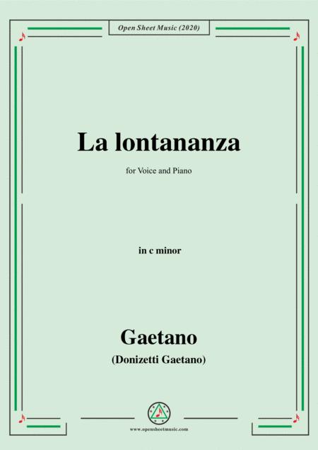 Donizetti La Lontananza A 559 In C Minor For Voice And Piano Sheet Music