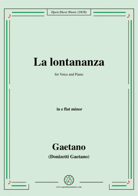 Free Sheet Music Donizetti La Lontananza A 559 In E Flat Minor For Voice And Piano