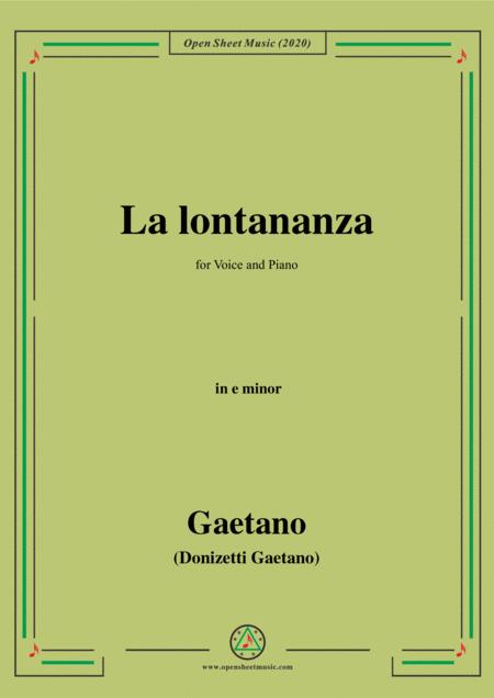 Donizetti La Lontananza A 559 In E Minor For Voice And Piano Sheet Music