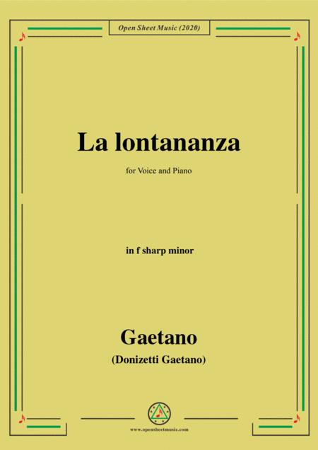 Donizetti La Lontananza A 559 In F Sharp Minor For Voice And Piano Sheet Music