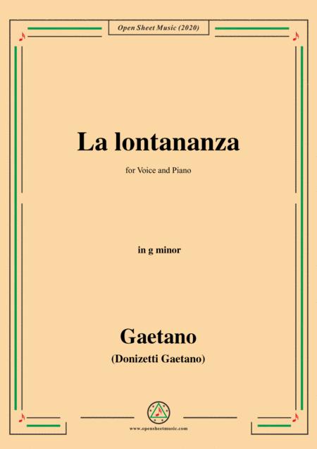 Donizetti La Lontananza A 559 In G Minor For Voice And Piano Sheet Music