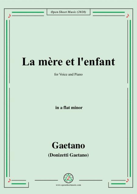 Donizetti La Mere Et L Enfant In A Flat Minor For Voice And Piano Sheet Music