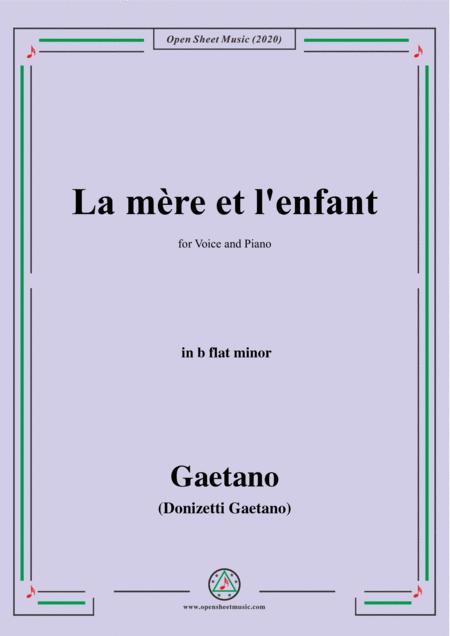 Donizetti La Mere Et L Enfant In B Flat Minor For Voice And Piano Sheet Music