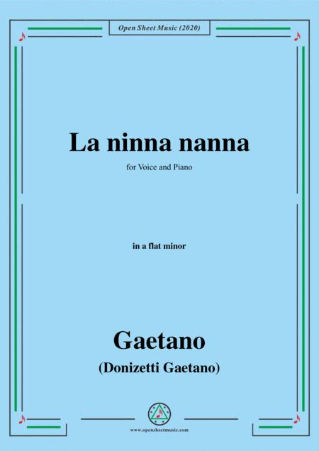 Donizetti La Ninna Nanna In A Flat Minor For Voice And Piano Sheet Music