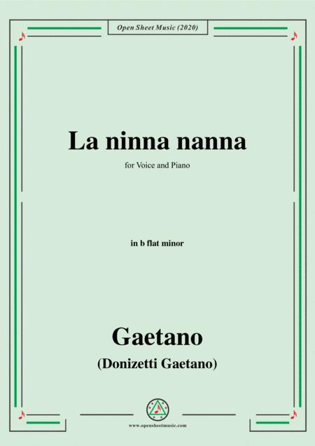 Donizetti La Ninna Nanna In B Flat Minor For Voice And Piano Sheet Music