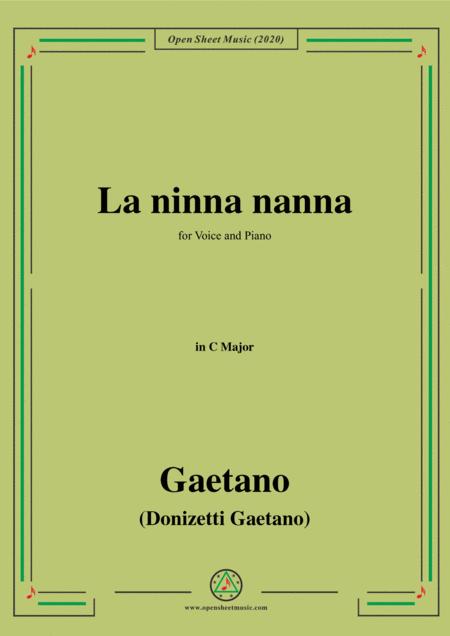 Donizetti La Ninna Nanna In C Major For Voice And Piano Sheet Music