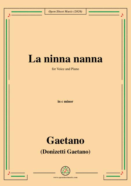 Donizetti La Ninna Nanna In C Minor For Voice And Piano Sheet Music