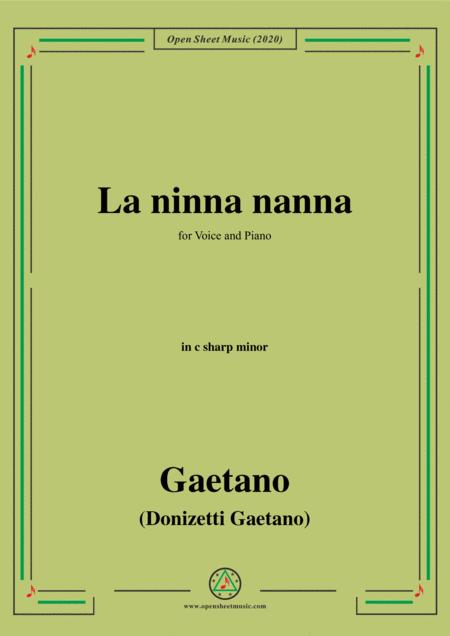 Donizetti La Ninna Nanna In C Sharp Minor For Voice And Piano Sheet Music