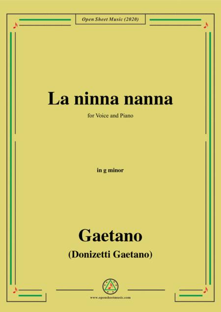 Donizetti La Ninna Nanna In F Minor For Voice And Piano Sheet Music