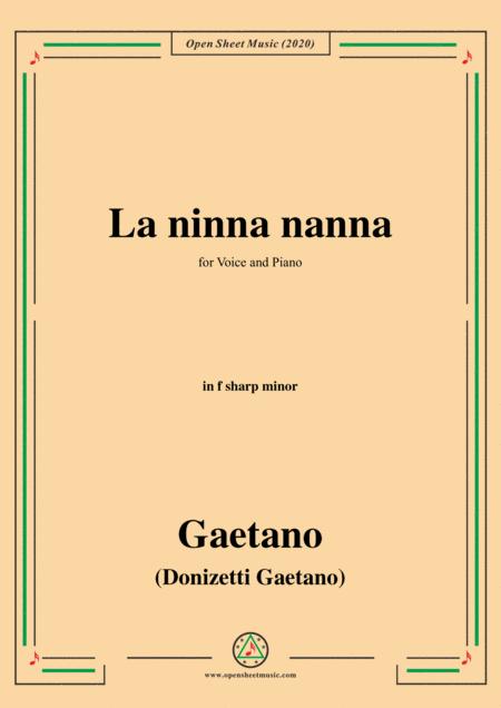 Donizetti La Ninna Nanna In F Sharp Minor For Voice And Piano Sheet Music