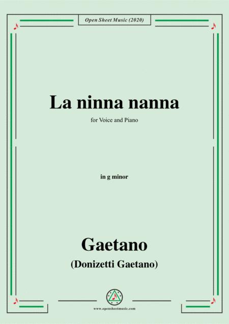 Donizetti La Ninna Nanna In G Minor For Voice And Piano Sheet Music