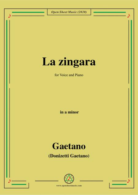 Donizetti La Zingara In A Minor For Voice And Piano Sheet Music