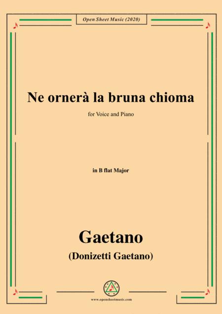 Donizetti Ne Ornera La Bruna Chioma In B Flat Major For Voice And Piano Sheet Music