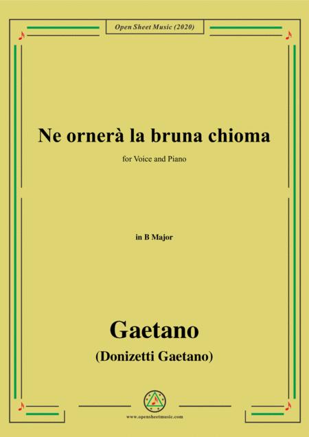 Donizetti Ne Ornera La Bruna Chioma In B Major For Voice And Piano Sheet Music