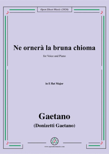 Free Sheet Music Donizetti Ne Ornera La Bruna Chioma In E Flat Major For Voice And Piano