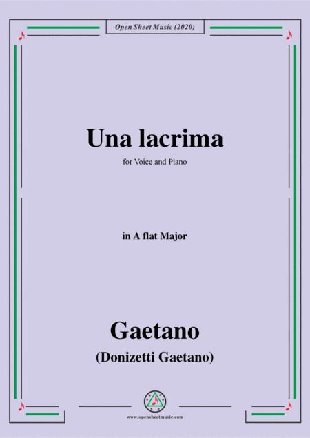 Donizetti Una Lacrima In A Flat Major For Voice And Piano Sheet Music