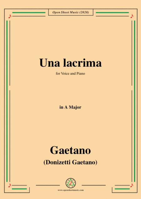 Free Sheet Music Donizetti Una Lacrima In A Major For Voice And Piano