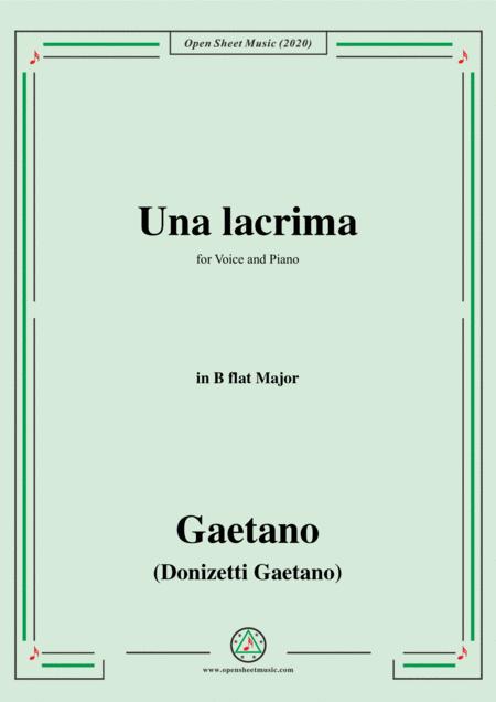 Free Sheet Music Donizetti Una Lacrima In B Flat Major For Voice And Piano