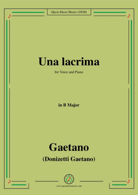 Donizetti Una Lacrima In B Major For Voice And Piano Sheet Music