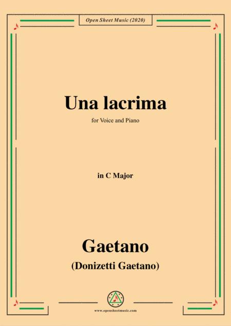 Free Sheet Music Donizetti Una Lacrima In C Major For Voice And Piano