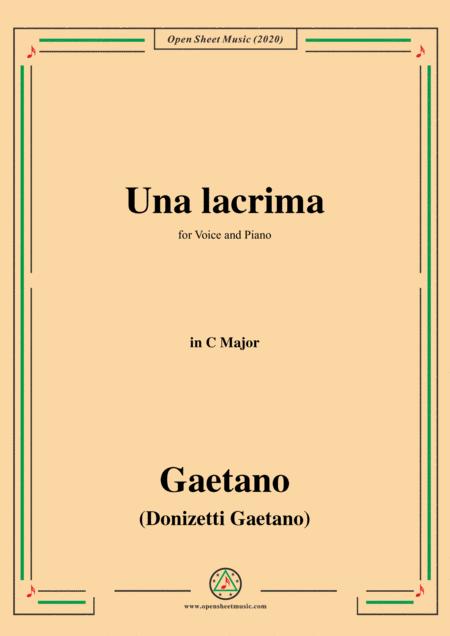 Donizetti Una Lacrima In D Flat Major For Voice And Piano Sheet Music