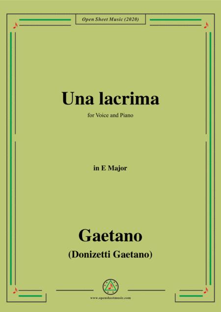 Donizetti Una Lacrima In E Major For Voice And Piano Sheet Music