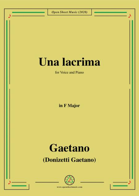 Donizetti Una Lacrima In F Major For Voice And Piano Sheet Music