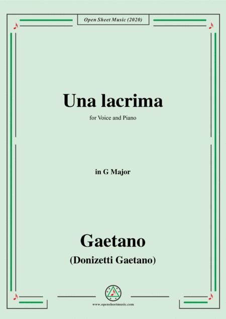 Free Sheet Music Donizetti Una Lacrima In G Major For Voice And Piano