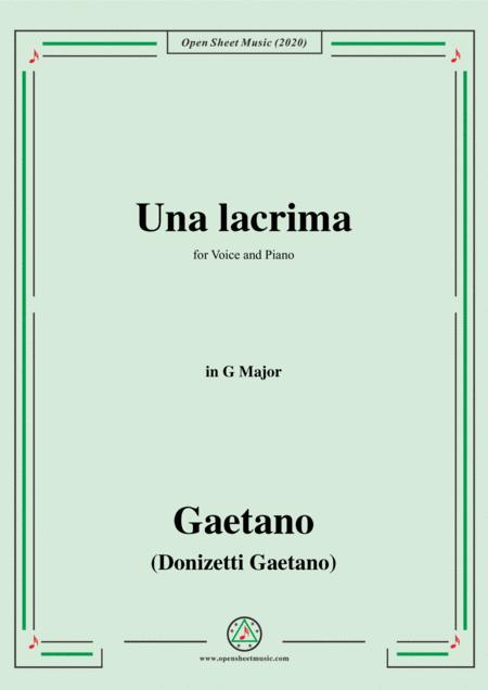 Donizetti Una Lacrima In G Major For Voice And Piano Sheet Music