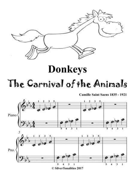 Free Sheet Music Donkeys Carnival Of The Animals Beginner Piano Sheet Music Tadpole Edition