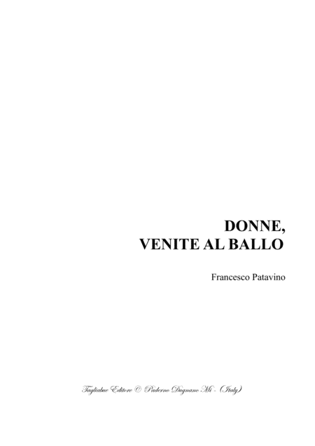 Donne Venite Al Ballo Francesco Patavino Sheet Music