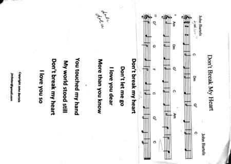 Dont Break My Heart Sheet Music