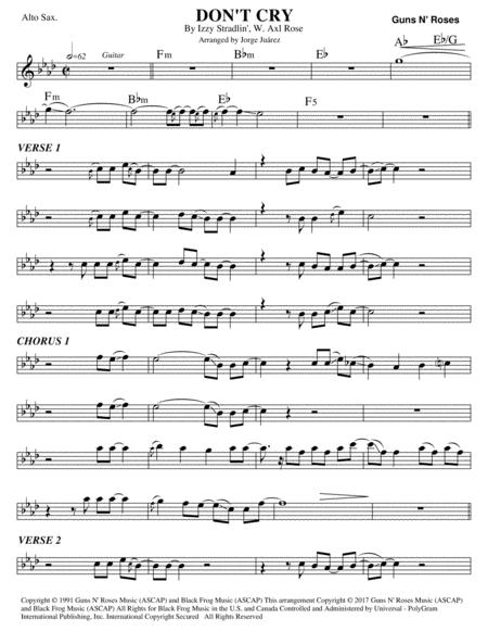 Dont Cry Alto Sax Sheet Music