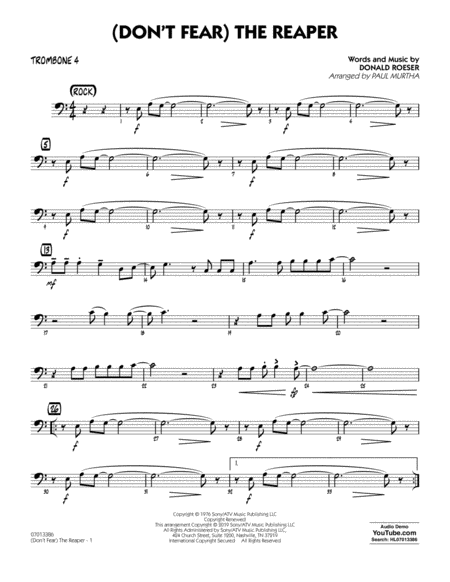 Free Sheet Music Dont Fear The Reaper Arr Paul Murtha Trombone 4