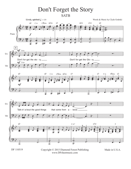 Free Sheet Music Dont Forget The Story Satb Lively And Meaningful Christmas Anthem Easy Voice Ranges