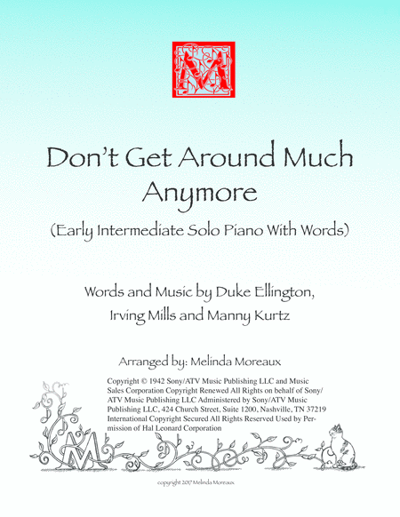 Dont Get Around Much Anymore Arranged For Intermediate Piano Solo Sheet Music