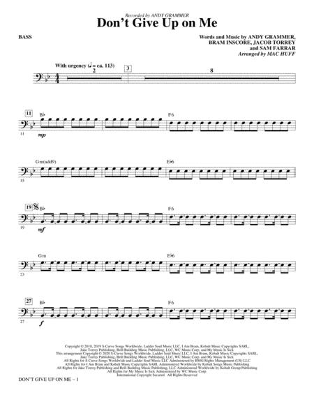 Dont Give Up On Me Arr Mac Huff Bass Sheet Music