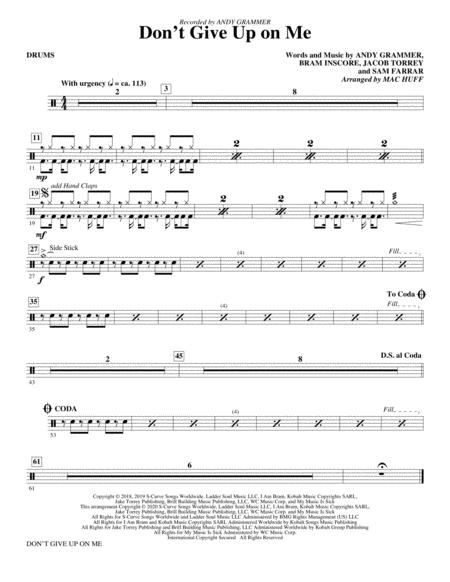 Dont Give Up On Me Arr Mac Huff Drums Sheet Music