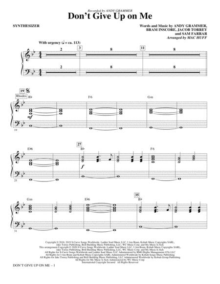 Dont Give Up On Me Arr Mac Huff Synthesizer Sheet Music